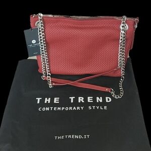 NWT ❗️ The Trend contemporary style genuine leather red ( Burgundy) color fancy